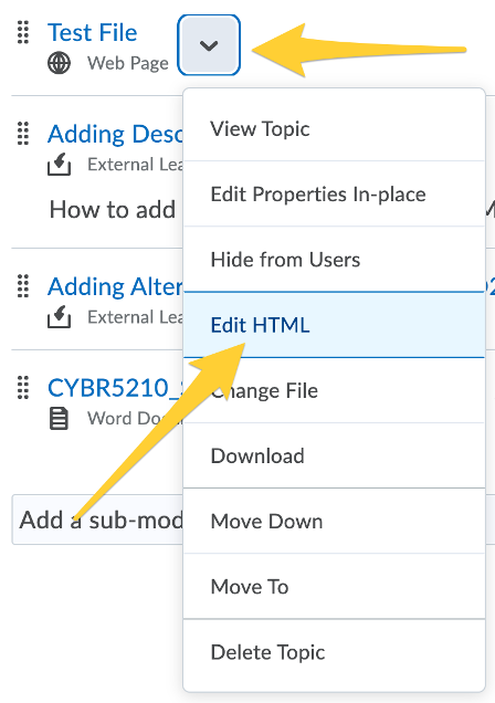 Select the Edit HTML option