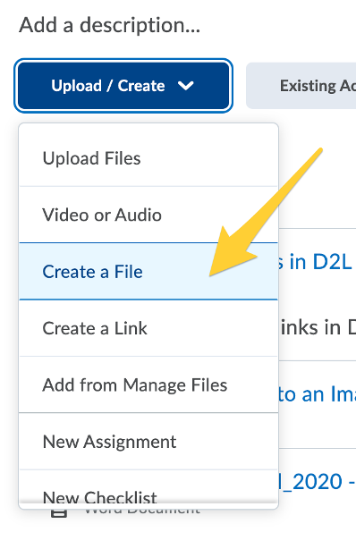 Create an HTML file in D2L
