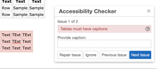Red Accessibility Checker with Issues to Fix